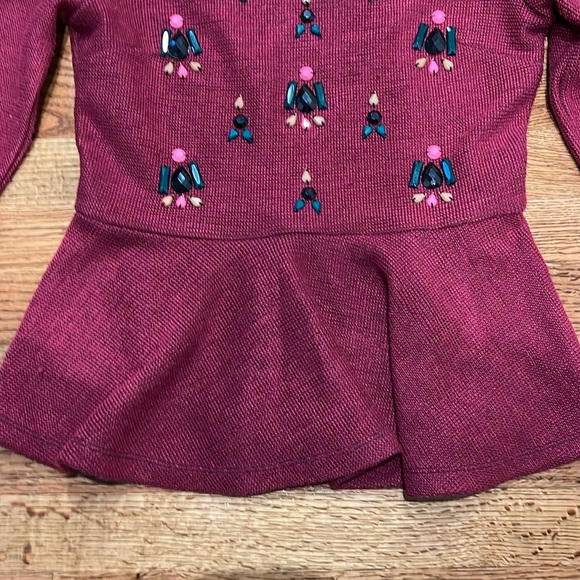 Dolce Vita wool blend purple wine jewel embellished peplum top small - Picture 5 of 7